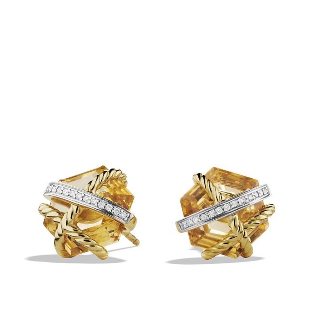 David yurman gold and diamond cable jewelry set with Citrine stone